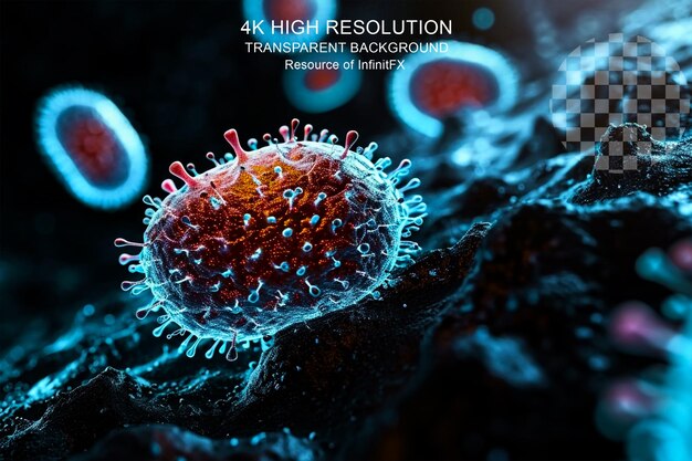 PSD medical monkeypox dangerous virus 3d illustration on transparent background