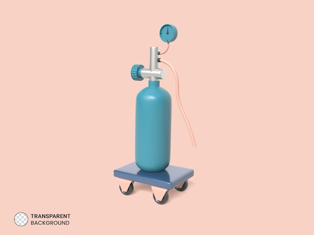 PSD illustrazione di rendering 3d isolata dell'icona del serbatoio di ossigeno medico