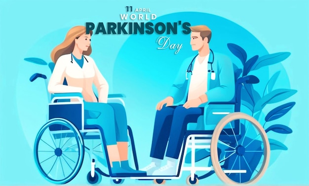 PSD Медицинский баннер дня болезни паркинсона с иллюстрацией медицинского фона