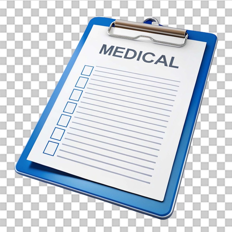 PSD medical report isolated on transparent background