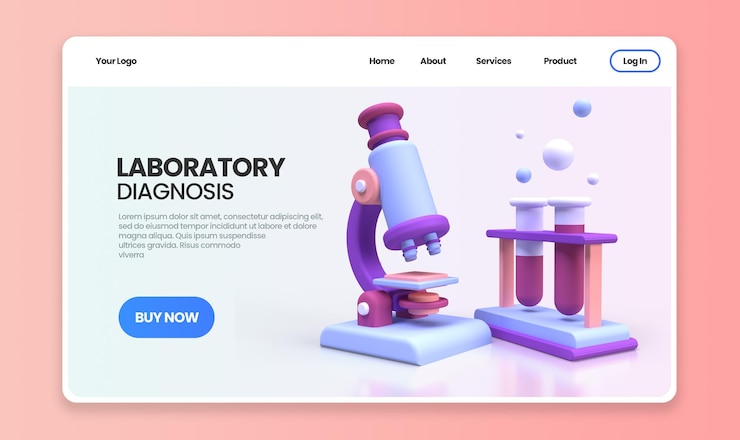 PSD medical research concept illustration landing page template for background