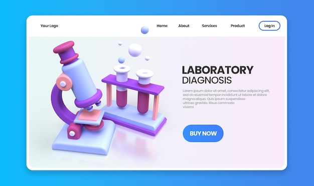 PSD medical research concept illustration landing page template for background