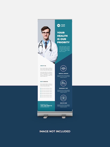 PSD medical roll up banner template design