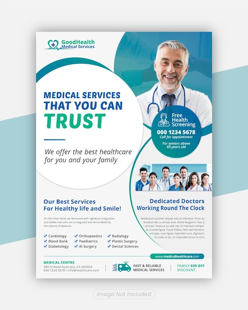 medical service flyer template design