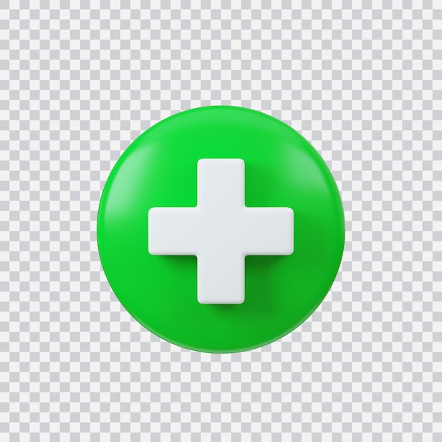 PSD medical sign 3d render interface button isolated on white