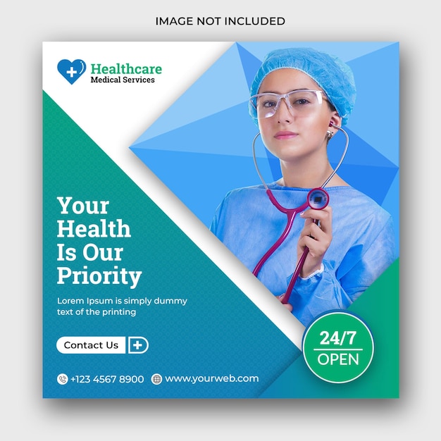 PSD medical social media banner or square flyer