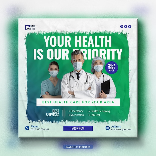 PSD medical social media post banner or instagram post template