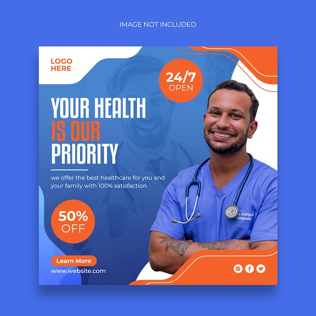 Medical social media post banner and web banner template