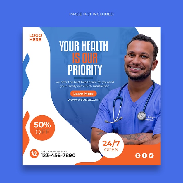 Medical social media post banner and web banner template