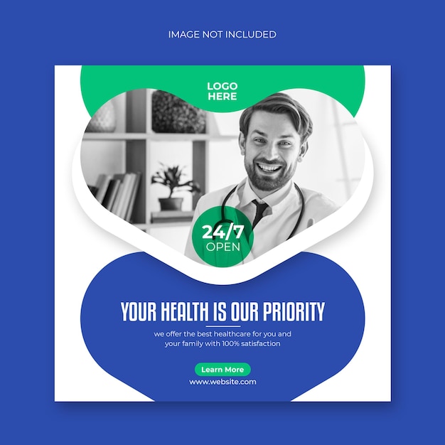 医療ソーシャルメディアの投稿バナーとWebバナーテンプレート