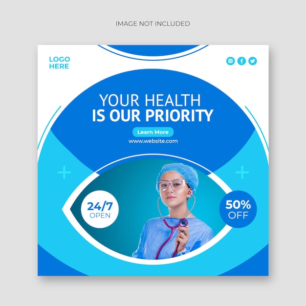 PSD medical social media post banner and web banner template