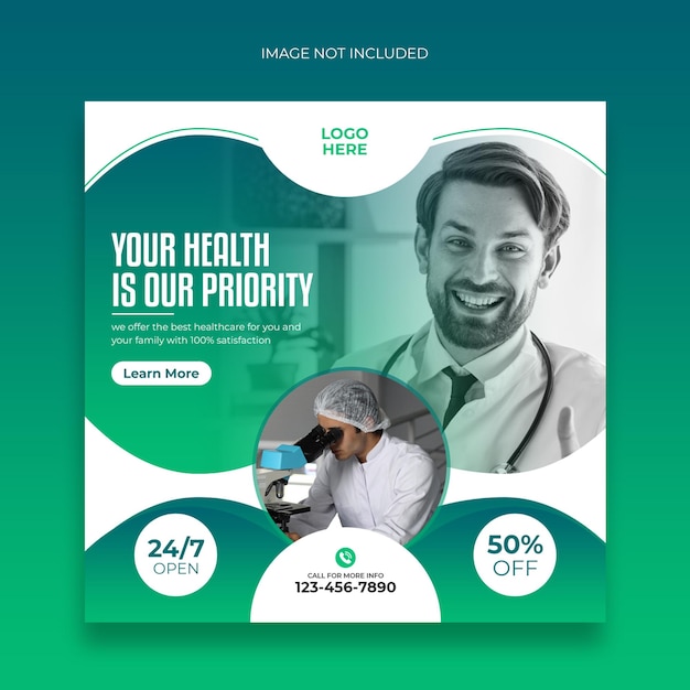 PSD medical social media post banner and web banner template