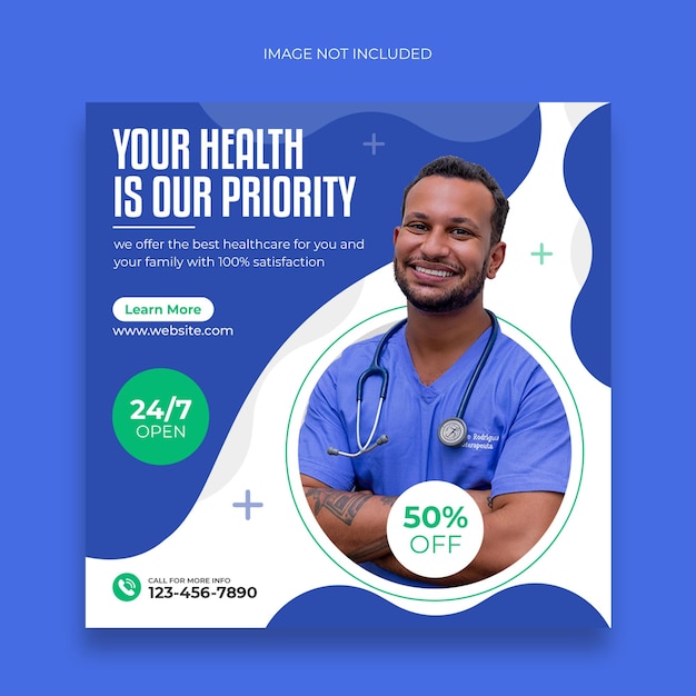 PSD medical social media post banner and web banner template