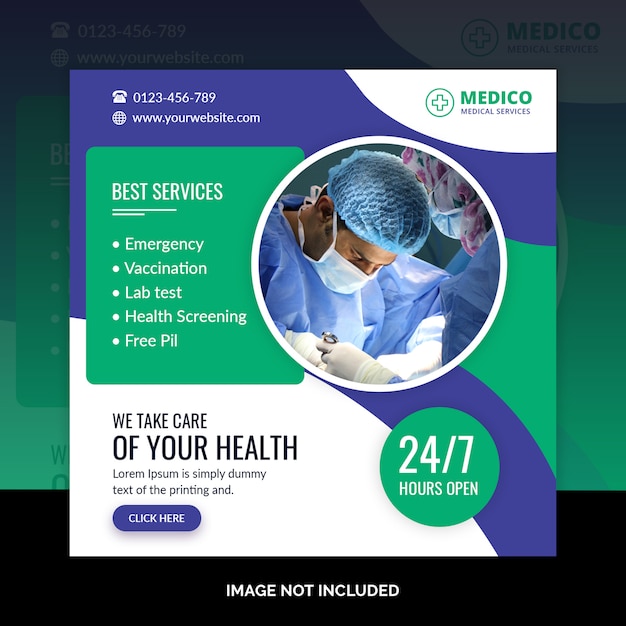 Medical square banner template