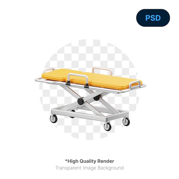 PSD medical stretcher 3d icon premium psd