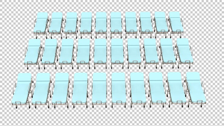 PSD medical stretcher for epidemic virus on transparent background 3d rendering illustration