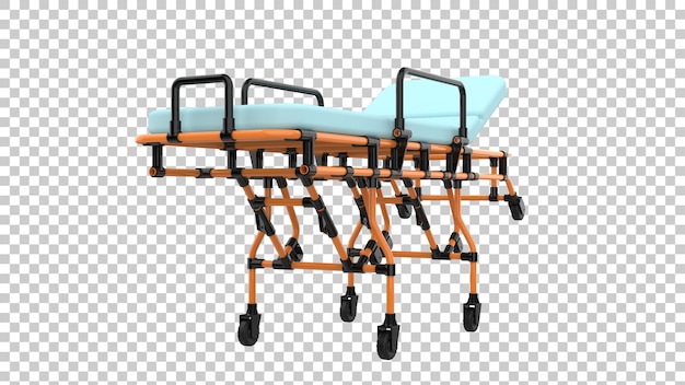 Medical stretcher for epidemic virus on transparent background 3d rendering illustration