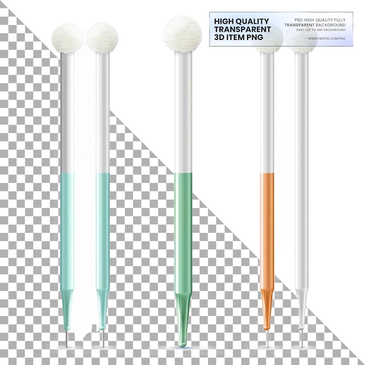 PSD medical swabs collect samples or apply medication on transparent background
