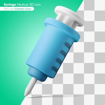 Siringa medica medicina illustrazione 3d icona 3d colore modificabile isolato