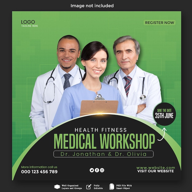 PSD medical workshop socail media promotional poster