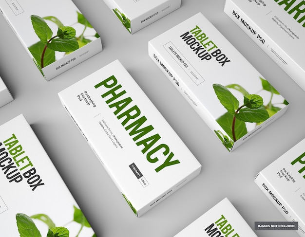 PSD medication branding and packaging mockup