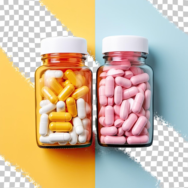 PSD medications in containers for treatment on a transparent background