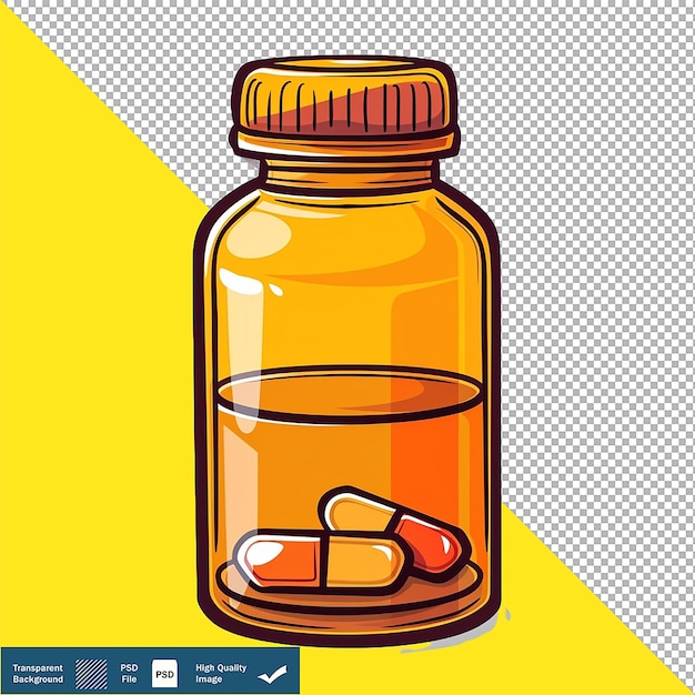 PSD medicine bottle 2d cartoon illustration on transparent background png psd