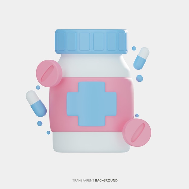 PSD illustrazione 3d della bottiglia della medicina