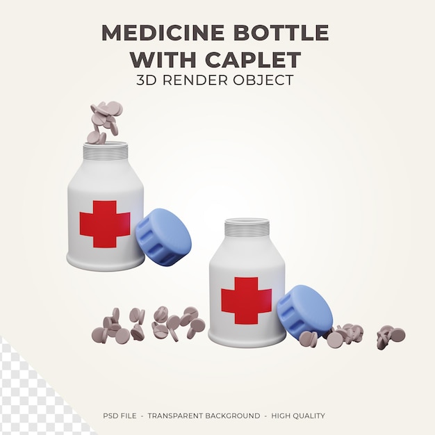 PSD medicine bottle with caplet