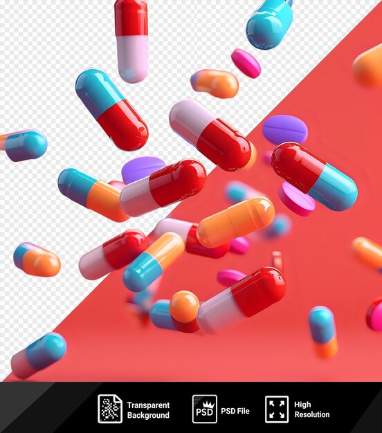 Medicine capsules falling mockup with copy space for text png psd