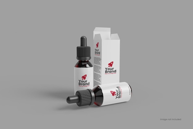 Flacone contagocce medicinale e mockup di scatola