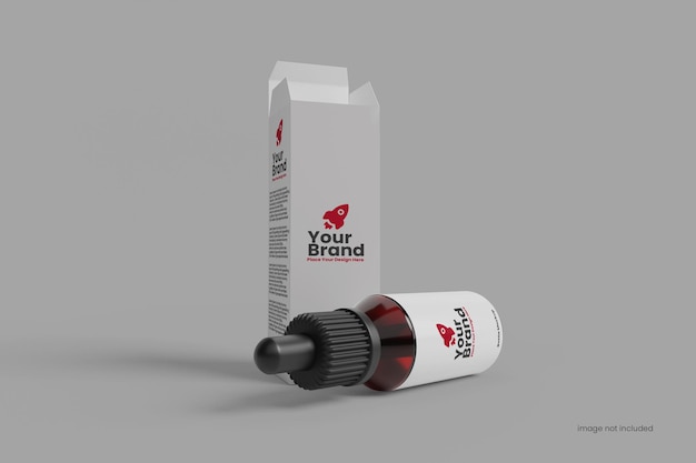 Medicine dropper bottle and box mockup