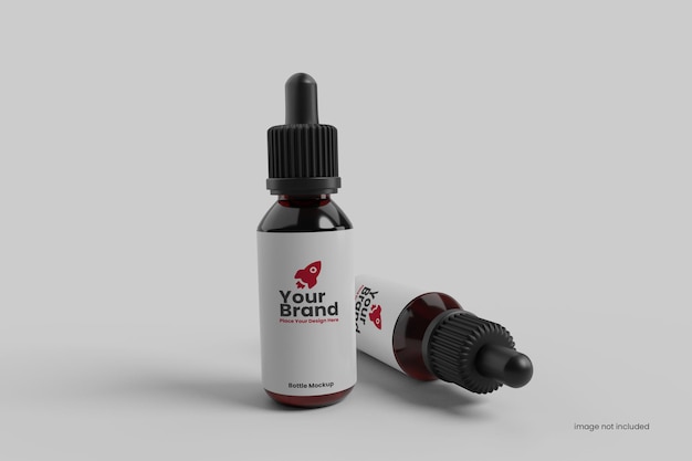 medicine dropper bottle and box mockup