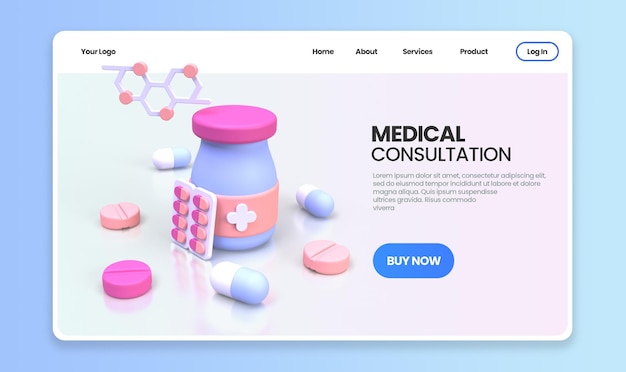 Medicine and drug for drugstore category concept illustration landing page template for background