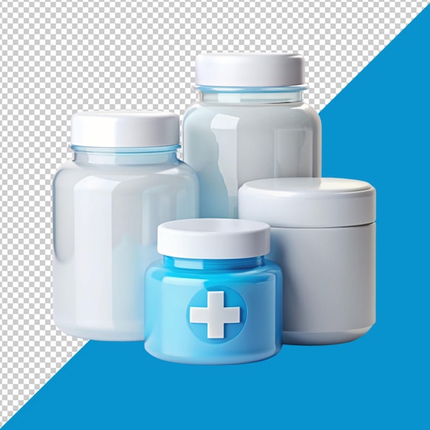 Medicine jars on transparent background