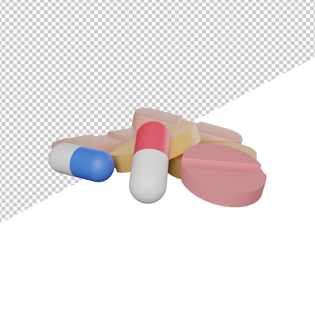 Medicine medic pharmacy side view 3d rendering illustration transparent background