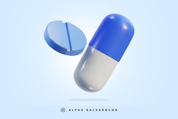 PSD medicina icona pillola 3d rendering illustrazione vettoriale