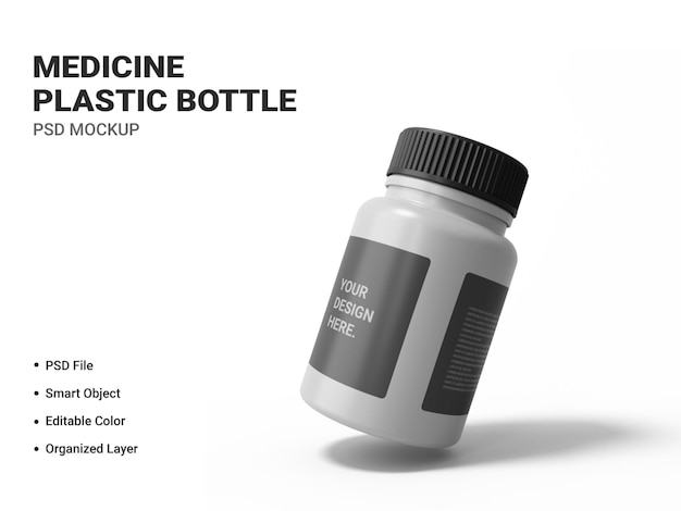 PSD medicine plastic bottle mockup isolated