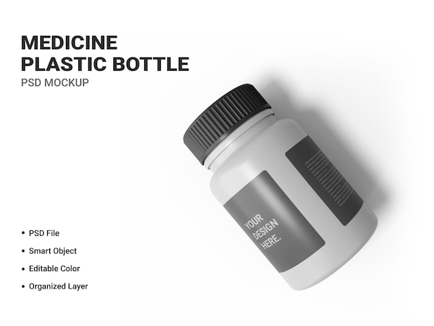 PSD Макет пластиковой бутылки медицины изолированные