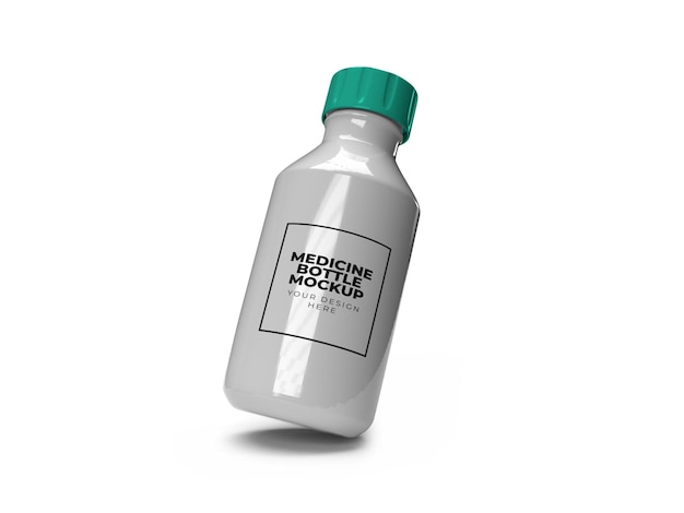 PSD medicine plastic bottle packaging on isolated white background