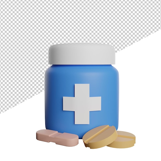 Medicine tablet medical healthy front view 3d rendering illustration transparent background icon