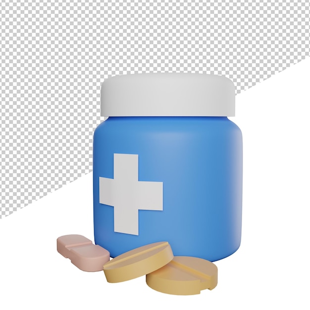 Medicine tablet medical healthy side view 3d rendering illustration transparent background icon
