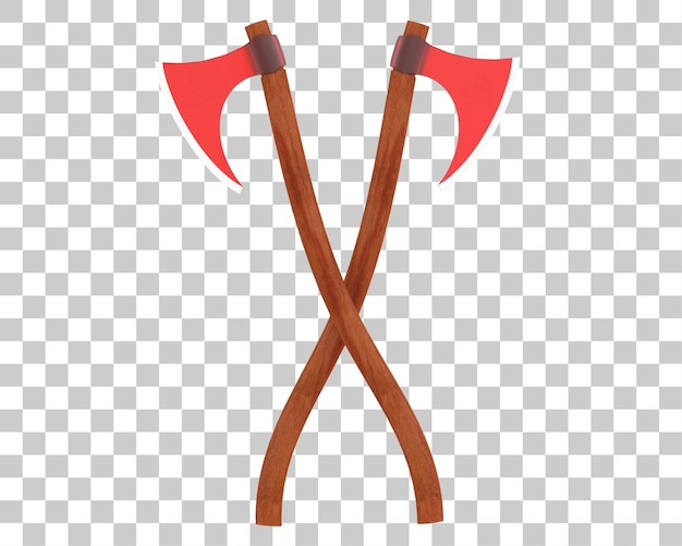 PSD medieval axe isolated on transparent background 3d rendering illustration