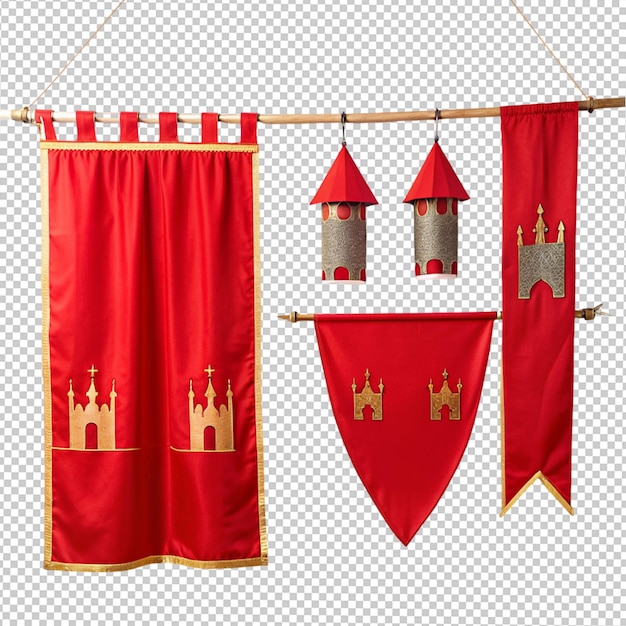 PSD medieval battle flag on transparent background