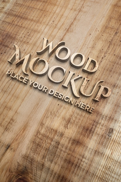 PSD medieval door logo mock-up with wooden effect