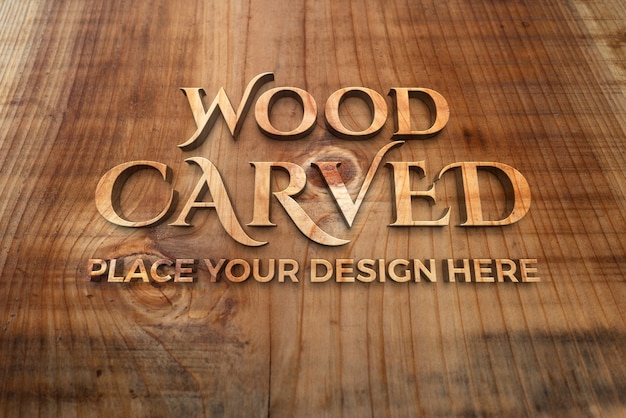 Medieval door logo mock-up with wooden effect