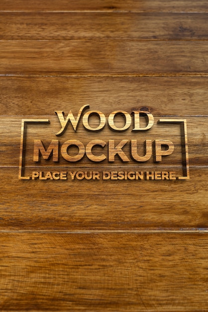 PSD medieval door logo mock-up with wooden effect