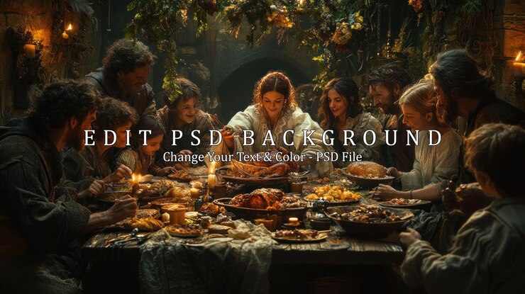 PSD medieval family gathering