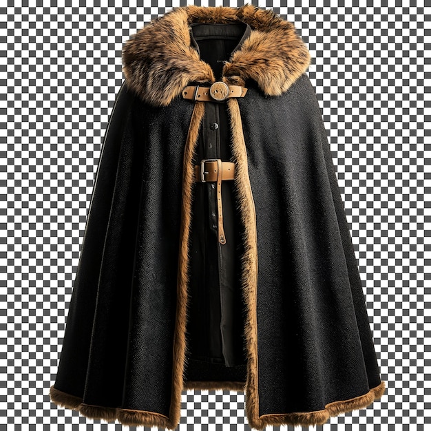 medieval furtrimmed cape isolated on transparent background