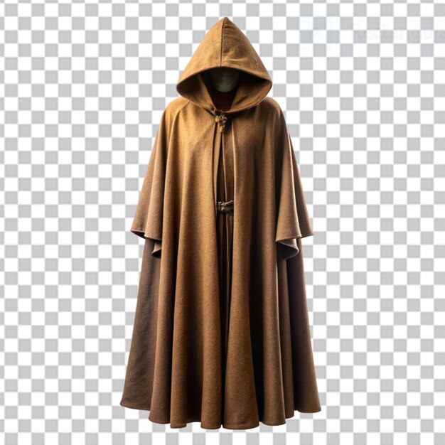 PSD medieval hooded cloak on transparent background